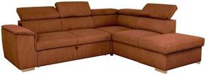DIVANO CASAPY DAYTONA: Divano a tre posti con funzione letto e spazio contenitivo, reversibile, rivestito in velluto a coste color terracotta, dimensioni 260x216x94 cm