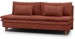 Divano letto - 3 posti - MASSA - Tessuto in velluto a coste color terracotta - Gambe in legno massello - L 195 x H 82 x P 86 cm