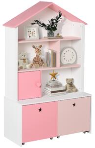 HOMCOM Scaffale Libreria Organizzatore Armadietto a Scomparti per bambini con cassetto scomparto in MDF P2 Rosa 80 x 34 x 130cm|Aosom