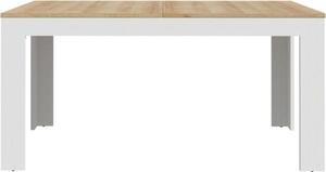 Tavolo da pranzo allungabile - BOHOL - Rettangolare - Bianco combinato con colore legno - 8 persone - L 160-206,6 x P 90,2 x H 78,2 cm