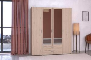 Parisot - Modello Daily 13 | Armadio - 4 ante, marrone con specchio, 160x185x51 cm