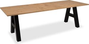 Tavolo da pranzo allungabile GRANADA - 2 allunghe 40 cm - 157/197 x 90 x 75 cm - rovere/nero