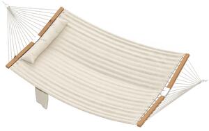 Outsunny Amaca da Giardino con Cuscino e Tasca, in Poliestere con Barre di Legno, 325x140x2.5 cm, Bianco Crema | Aosom Italy