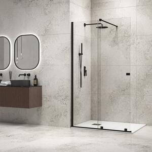 Kamalu box doccia walk in scorrevole 120 cm finitura nera | knm4000w-n