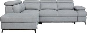 Divano angolare convertibile SABAIDECO per 5 persone, con funzione letto e spazio contenitivo, ottoman grigio GREYMIST