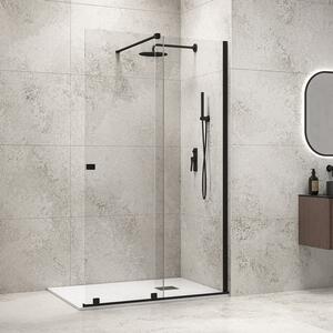 Kamalu box doccia walk in scorrevole 130 cm finitura nera | knm4000w-n