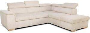 CASAPY DAYTONA: Divano a tre posti beige in velluto, reversibile con spazio contenitivo, dotato di meccanismo a molle, 3 poggiatesta regolabili e trasformabile in divano letto