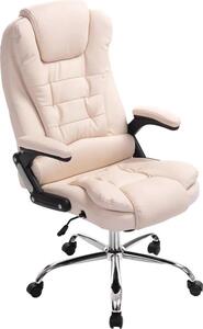 Sedia da ufficio - Sedia da ufficio ergonomica - Rivestimento in Pelle finta, altezza del sedile regolabile. Colore: crema