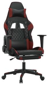 Sedia da gaming vidaXL con funzione massaggio e poggiapiedi, in Pelle finta nera e bordeaux