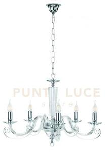 Lampadario cherubini 5 luci cristallo e cromo attacco e14 d.82cm