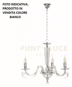 Lampadario cherubini 3 luci bianco e cromo attacco e14 d.60cm