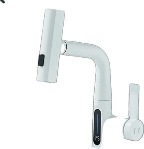 Rubinetto da lavabo, design contemporaneo, comando monocomando, bianco