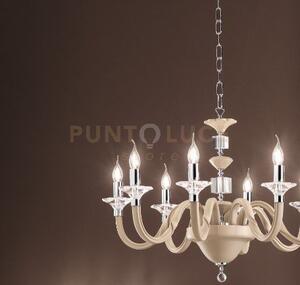 Lampadario gala 6 luci attacco e14 tortora e cromo d.72cm