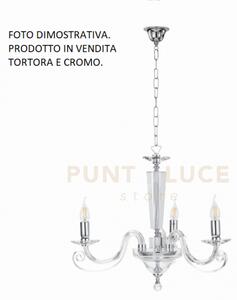 Lampadario cherubini 3 luci tortora e cromo attacco e14 d.60cm
