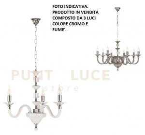 Lampadario gala 3 luci attacco e14 fume' e cromo d.72cm