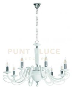 Lampadario cherubini 8 luci bianco e cromo attacco e14 d.90cm