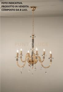 Lampadario dido 8 luci ambra e oro attacco e14 d.83cm