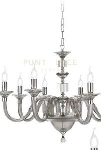 Lampadario gala 6 luci attacco e14 fume' e cromo d.72cm