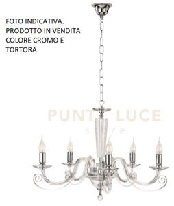 Lampadario cherubini 5 luci tortora e cromo attacco e14 d.82cm