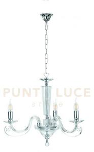 Lampadario cherubini 3 luci cristallo e cromo attacco e14 d.60cm
