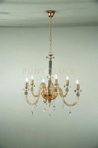 Lampadario dido 6 luci ambra e oro attacco e14 d.65cm