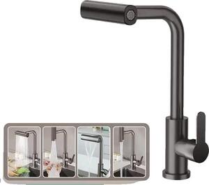 Rubinetto da cucina, bocca estraibile, ruotabile a 360 gradi, nero opaco
