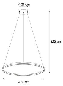 Lampada a sospensione intelligente nera 80 cm con LED e RGBW - Girello