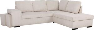 Divano angolare reversibile - 4/5 posti - MITCHELL - Tessuto a coste beige - Vano portaoggetti, poggiapiedi - 247 x 205 x 91 cm