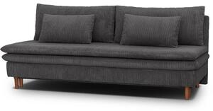 Divano letto - 3 posti - MASSA - Tessuto in velluto a coste grigio antracite - Gambe in legno massello - L 195 x H 82 x P 86 cm