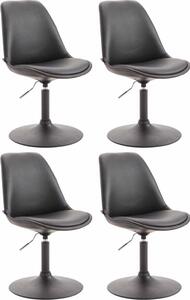 Set di 4 sedie da pranzo in Pelle finta - sedie - design moderno, seduta confortevole, colore: nero | colore base: nero