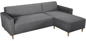 Divano angolare fisso reversibile - 4 posti - BOB - Velluto a coste antracite - 197 x 138 x 65 cm