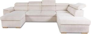 Divano angolare panoramico DAYTONA, da 5 a 6 posti, tessuto Lincoln Pearl, con vano contenitore, L 326 x H 94 x P 216 cm