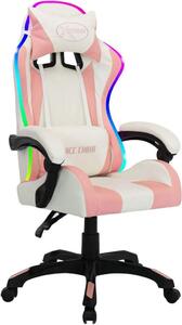 Sedia da gioco con luci LED RGB in ecopelle rosa e nera