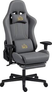 Fortuna Lai Sedia da gioco ergonomica con braccioli 3D, regolabile, sedia da scrivania con rotelle e supporto lombare, grigia