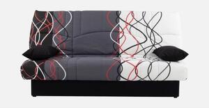 Divano letto CONFORTEAM Dream Clic-Clac, 3 posti, rosso/nero, rivestito in cotone 100%, materasso in schiuma da 13 cm, dimensioni del letto 125 x 190 cm, con spazio contenitore, braccioli fissi, dimensioni totali 190 x 92 x 96 cm