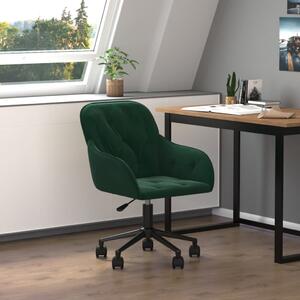 The Living Store sedia da ufficio girevole in velluto verde scuro