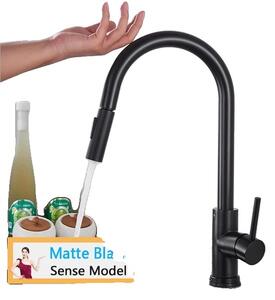 Rubinetto da cucina, Funzione spray estraibile, Design contemporaneo, Sensore nero opaco