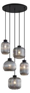 Lampada a sospensione di design nera con vetro fumé 5 luci - Ana