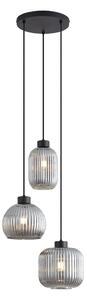 Lampada a sospensione di design nera con vetro fumé 3 luci - Ana
