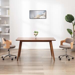 The Living Store Sedia da ufficio girevole in legno curvato e tessuto taupe