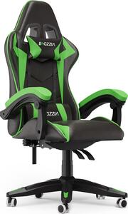 Bigzzia Sedia da gioco ergonomica - Sedie da gioco con cuscino lombare + poggiatesta Sedia da gioco Sedia da ufficio regolabile in altezza Sedia da computer per adulti ragazze ragazzi - Nero Verde