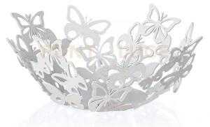 Bomboniera cestino farfalloso bianco in ferro 13x7h cm