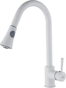 Rubinetto lavello di design verticale con bocca estraibile Granito bianco