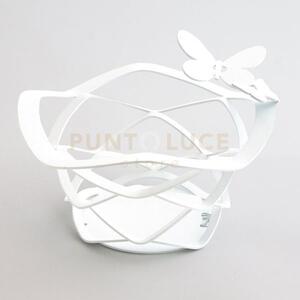 Bomboniera cestino butterfly bianco in ferro 13x5cmh