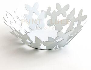 Bomboniera cestino farfalle tondo bianco in ferro diametro13x5cmh