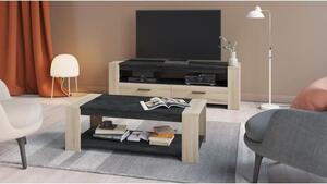 Set da soggiorno SHEFFIELD composto da: Tavolino doppio sopra e sotto + mobile TV con 2 cassetti
