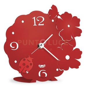 Bomboniera orologio coccinella rosso in ferro 15x15cmh