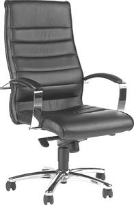 Sedia girevole da ufficio, seduta LxPxA 480x500x420-550 mm, schienale alto 680 mm, meccanismo oscillante, pelle nera, braccioli inclusi