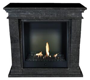 Caminetto a etanolo Xaralyn - Kreta-Mini BCL-SBP - pietra naturale lucidata nera - riscaldamento a 3 kW - caminetto da incasso incluso - caminetto decorativo