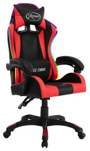 Sedia da gaming vidaXL con luci LED RGB, rosso e nero, in Pelle finta